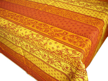 French coated tablecloth (frieze. orange lineage)